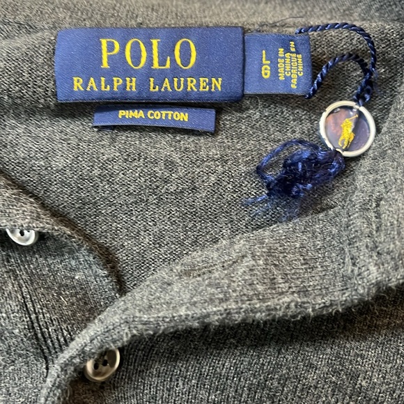 NWOT Polo Ralph Lauren Gray Sweater & Purple Pony Size Large - Picture 2 of 8